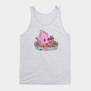 Cute Squid Squirting Squid Ink Pasta Funny Tank Top